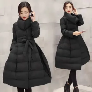 2023 Nové Zimné Parkas Červená Bavlna-Čalúnená Bunda Ženy Kórejský Módne Strednej Dĺžky Teplý Kabát Ženské Oblečenie Voľné Kabát H3248