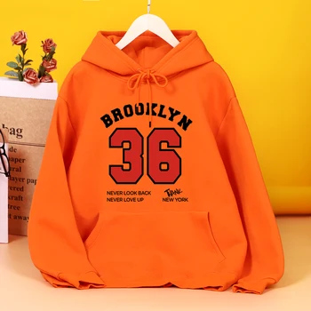 Brooklyn 36 New York Potlačou, Kapucňou, Ženy jednoduché kožušiny-podšívka Fleece Hoody Jeseň Bežné Streetwear Módy Kvalitné Oblečenie Žena