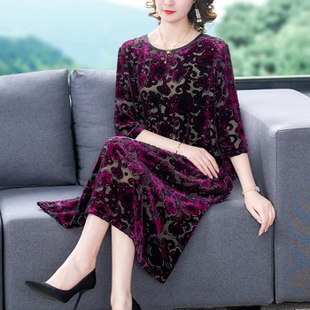 2023 Letné Nový Kvetinový Tlač Šifón Bežné Midi Šaty Elegantné Ženy Voľné Elegantné Pekné Šaty Purple Vintage Party Šaty
