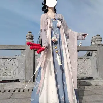 Nové Letné Hanfu Žien Čínske Šaty Módne Tang Systému Hrudníka-dĺžka Kus Rozbitý Sukne Hanfu Študentov