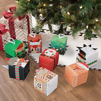 10Pcs Vianočné Darčekové Krabice Čokoládové Cookies Balenie Box Vrece Vianočné Dekorácie Pre Domov Nový Rok