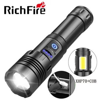 RichFire Prenosný mini Hliníkové KLASU Taktické Pochodeň Zoomovateľnom Pochodeň Vodotesný LED USB nabíjateľná Baterka