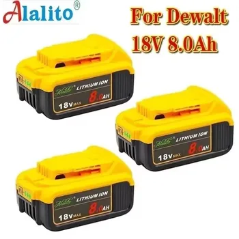 3ks 18V 8.0 Ah MAX Batérie nástroj Náhrada za DeWalt DCB184 DCB181 DCB182 DCB200 20V 8A 18Volt 18 v Batérie