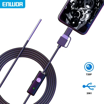 ENWOR Ultra Tenký Android Endoskopu Fotoaparát Vodotesný IP67 720P HD Micro USB Typ-C 3in1 Pevné Kábel Priemyselný Endoskop 3.9 mm