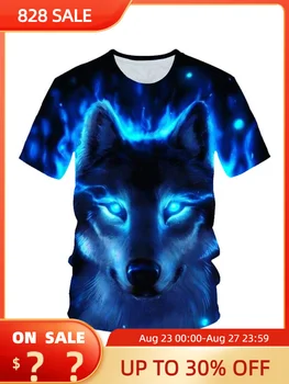 4-20 Rokov 2022 Lete Chlapci Dievčatá Wolf Blue Fire 3D Tlač Zvierat v Pohode Funny T-Shirt Deti Krásne Tričko Deti, Módne Tričká