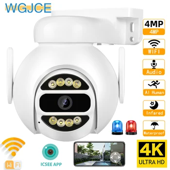 WiFi IP Kamera 4MP HD PTZ Dual Obrazovky Vonkajšie 8x Digitálny Zoom Dohľadu Bezpečnostné CCTV Video AI ľuďmi 2MP Fotoaparát