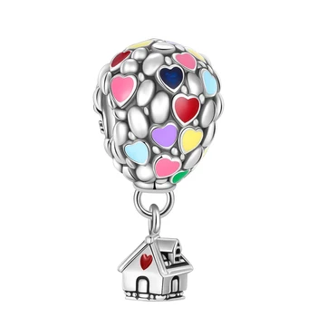 925 sterling silver farba lásky teplovzdušný balón boutique fit pandora originálny náramok kúzlo korálky náhrdelník Diy ženské šperky