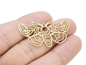 6pcs Motýľ Náušnice Prívesky, Mosadz Mora Zistenia, 41.6x23x0.3 mm, Náhrdelník s Príveskom, Šperky, Takže R2382