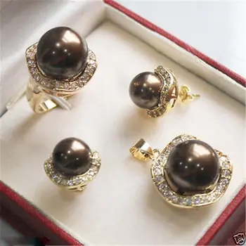 Svadobné Šperky 10 mm &14 mm Kávy Náhrdelníky Náušnice, Prsteň sledovať veľkoobchod Quartz stone CZ kryštálmi
