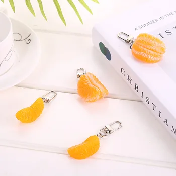 Simulácia Orange Petal Keychain PVC Zliatiny Keychain Simulácia Ovocie Orange Keychain