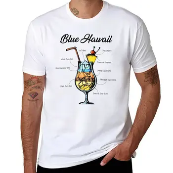 Nové Modrá Hawaii Koktail Recept T-Shirt muž oblečenie košele pot čierne tričko mužov clothings