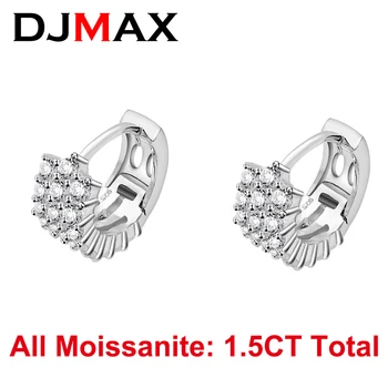 DJMAX Pôvodné 925 Sterling Silver Lady Moissanite Diamond Náušnice Nové 1.5 CT Plný Moissanite Hoop Náušnice pre Ženy 2023