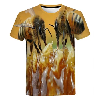 Letné Nové pánske a dámske tričko Krátky Rukáv Bee 3D Vytlačené Zábava Ležérny Top Fashion Street O Krk Nadrozmerné T-shirt