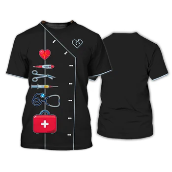 Lekár, zdravotná Sestra 3D Tlač T-Shirts Ženy Muži Móda Streetwear Y2k Krátky Rukáv T Shirt Tees Topy Unisex Nadrozmerné Jednotné Oblečenie