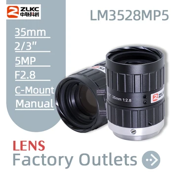 ZLKC 35mm Pevnou Ohniskovou Lenth FA 5MP Nízke Skreslenie Priemyselné Fotoaparátu, Clona F2.8 Manual Iris 2/3