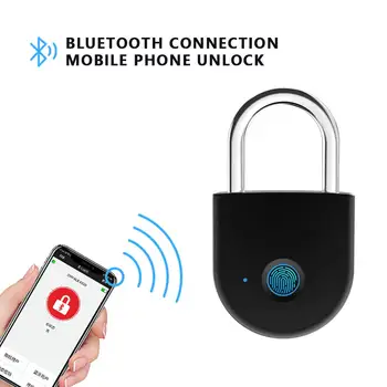 Prenosné bluetooth Smart Lock Zámkom Keyless Odtlačkov prstov Zámok Proti Krádeži, Bezpečnostné Dvere, visacie zámky pre Vak Zásuvky Kufor
