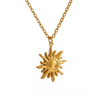 Európa a Spojené Štáty Slnko Prívesok Náhrdelník Nepremokavé Jednoduché Módne Kovové Textúra Módne Šperky pre Ženy, Veľkoobchod