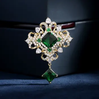 Vysoká Kvalita Osobnosti Retro Národnej Štýl Emerald Brošňa Pre Ženy Módne Šperky (DJ2331)