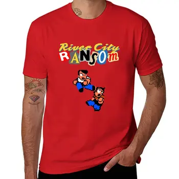 New River City Výkupné Tričko (Logo w/ 8-Bitové Znaky) T-Shirt tees pánske t-shirts
