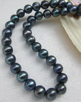 9-10 mm prírodné barokový tahitian páva zelená perlový náhrdelník 18-palcové