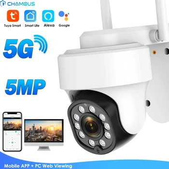 Tuya 5MP Kamery IP Vonkajšie 5G WiFi Alexa Kamera Domovská stránka Google Ai Sledovania 4K 8MP Bezpečnostný kamerový Smart Home Mini Cam