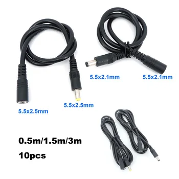 DC mužov a žien napájanie Rozšírenie konektor Kábla Zapojte Kábel drôt Adaptér pre led pásy fotoaparát 5.5X2.1 2,5 mm 12v 18awg h