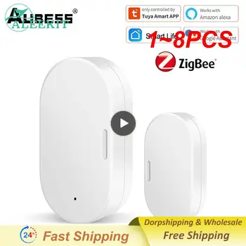 1~8PCS Tuya Smart Zigbee Senzor Dverí Dvere Otvorené/Zatvorené Detektor domáci Alarm Security Protection Inteligentný Život Ovládanie Prostredníctvom Alexa