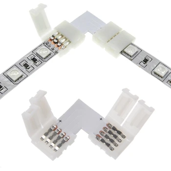 4 Pin LED Konektor Tvaru L Rohu Rýchle Splitter Právo 10mm RGB LED 5050