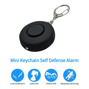 Nové Mini Kruhu Osobné Bezpečnostné Alarm 120 dB Siréna Alarm Keychain s LED Bleskom pre Ženy, Dievča, Chlapec Starších Vonkajšie