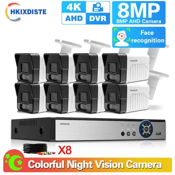 8CH 4K DVR Auta Domov obchod obchod office Farebné Nočné Videnie kamerový 8MP AHD Fotoaparát H. 265 CCTV Kamera Security System Kit