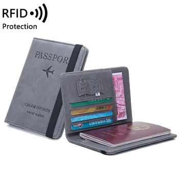 Ženy, Muži RFID Ročník Obchodných Pas Kryt Držiaka Organizátor Multi-Function ID Karty PU Kožené Peňaženky Prípade Cestovné Príslušenstvo