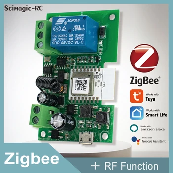 1CH Zigbee DC 12V 24V 32V 220V Relé Tuya Smart Switch Modul,pre SmartThing Alexa 2MQTT Most Gateway Hub RF Diaľkové Ovládanie