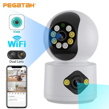 PEGATAH 4MP WiFi Fotoaparát s dvomi Displejmi Baby Monitor Nočné Videnie Krytý PTZ Bezpečnostné Cam Bezdrôtový CCTV Kamery