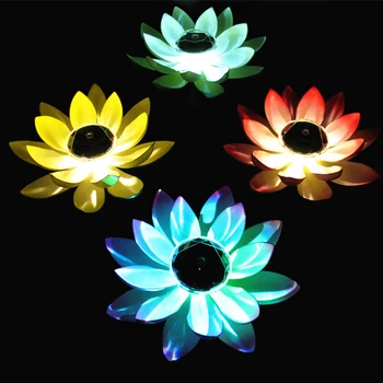 2 ks Solárnych Lotus Svetlo LED úsporná Noc Lampa Nepremokavé Záhrade Bazén Rybník Fontána Dekorácie Bazén Kvet Svetlá