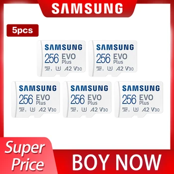 5 ks/veľa 100% Originálne Samsung Pamäťovú Kartu EVO Plus Micro SD Kartu 64GB 128 gb kapacitou 256 GB Rýchlosť až 130MB/s UHS-I Trieda 10 TF Karty