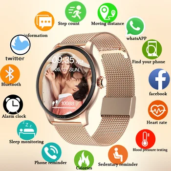 2022 Smart hodinky Dámy Celej dotykovej Obrazovky a Šport Fitness hodinky, vodotesný IP67 Bluetooth Pre Android iOS Smart hodinky Žena darček