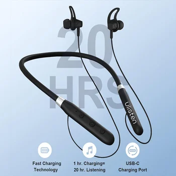 TWS Slúchadlá Bezdrôtová Neckband HiFi Stereo Slúchadlá Do Uší s Earhook Slúchadlá s Mikrofónom Tlačidlo Kontrola pre Šport