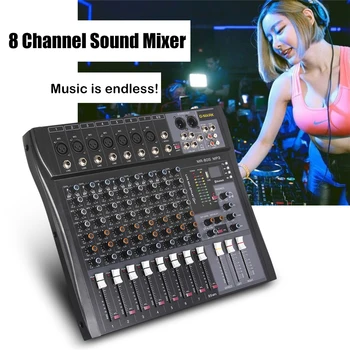 Profesionálny Audio Mixer 8 Channel Mixing Console Bluetooth Zvuk Palube USB Reverb Pre PC Fáze Studio DJ Controller Podcast
