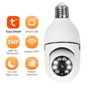 PEGATAH 1080P Tuya PTZ Wifi Panoramatická Kamera Home Security Nočné Videnie obojsmerné audio Dohľad Cam Bezdrôtový Žiarovky Lampy Fotoaparát