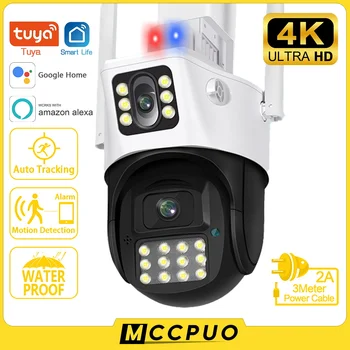 Mccpuo 4K 8MP Duálny Objektív PTZ, WIFI, Fotoaparát, Dual Screen Ai Ľudských Auto Tracking Vonkajšie 4MP Bezpečnostné CCTV IP Kamera Tuya