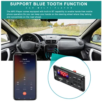 Čierne Auto HD Video Audio Dekodér MP3 Dekodér Rada Bluetooth-Kompatibilné 5.0 Podporu LED Digitálne Trubice, USB, AUX FM Rádio Funkcia