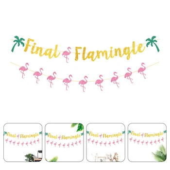 Flamingo Latte Krásne Prívesok Banner Papier Havajská Strany Ťahanie Vlajky Bannery Dekoratívne Dodávky Ananás